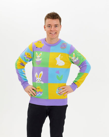 Patchwork påske-sweater til mænd