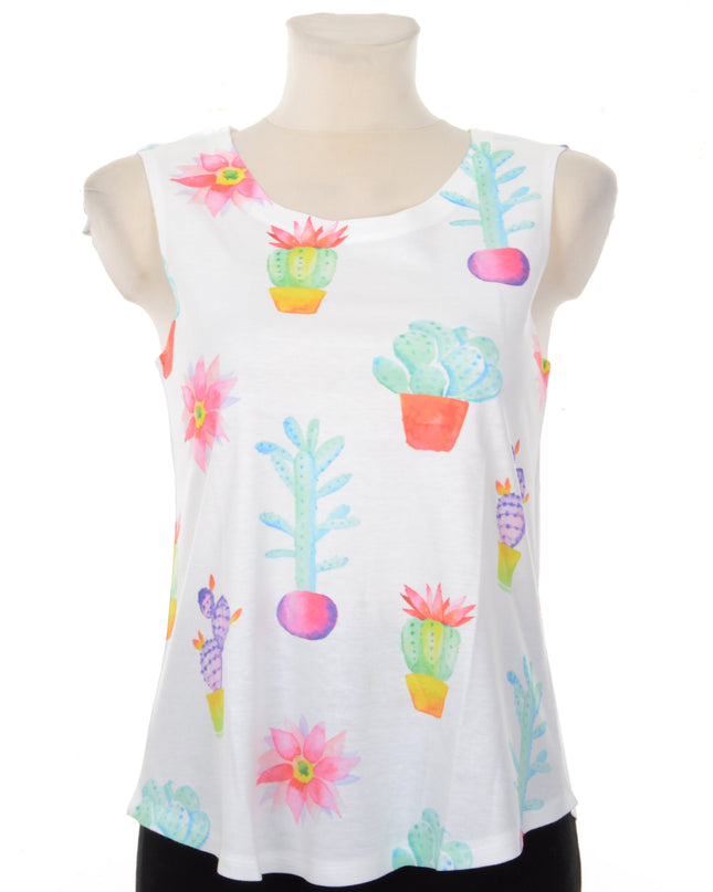 Unisex Cactus Print Loose Tank Top