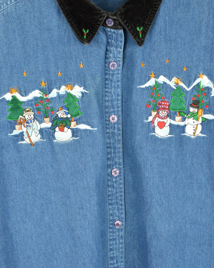 Vintage Christmas Shirt - Snowman Design for Holiday Cheer
