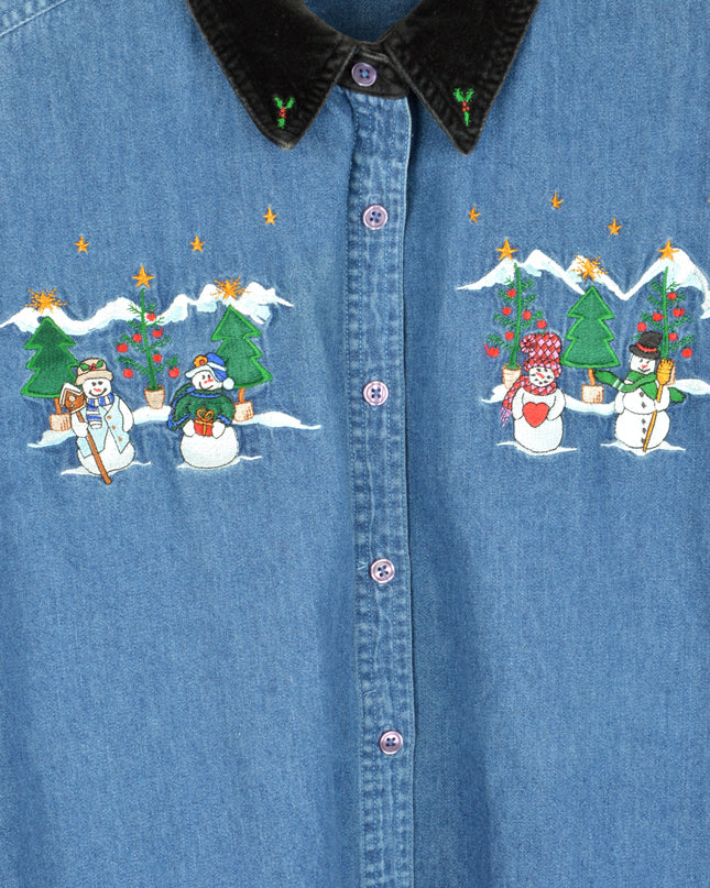 Vintage Christmas Shirt - Snowman Design for Holidays