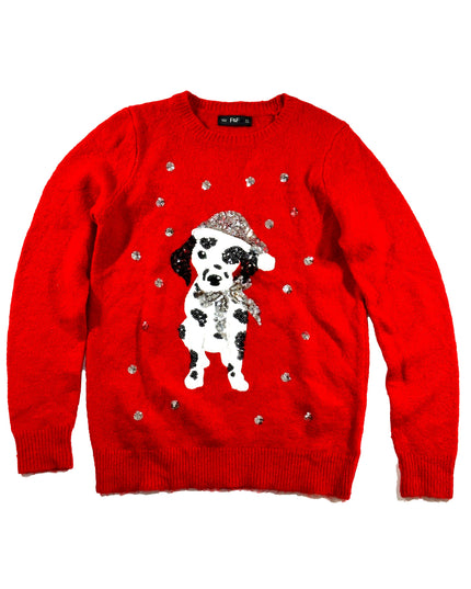 Vintage Christmas Sweater - Santa Dalmatian Ugly Christmas Sweater