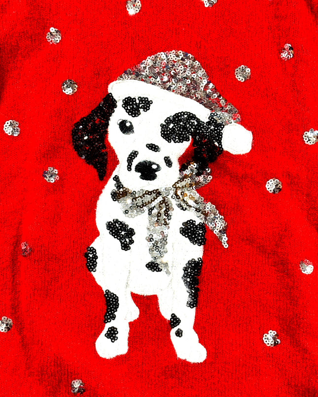 Vintage Christmas Sweater - Santa Dalmatian Ugly Christmas Sweater