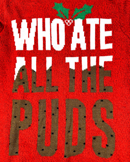 Vintage Christmas Sweater - Who Ate All the Puds Ugly Sweater