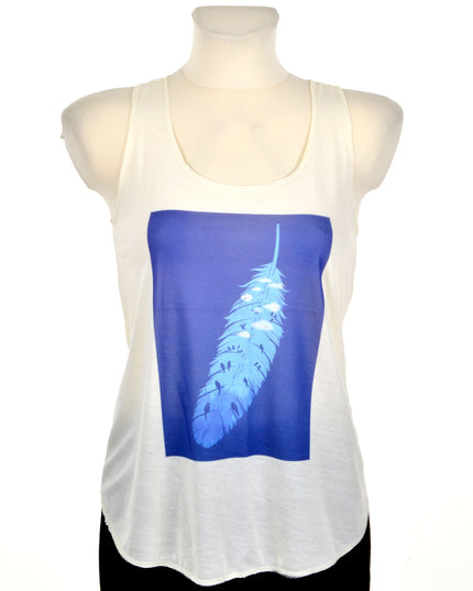 Loose Tank Top - Blue Feather
