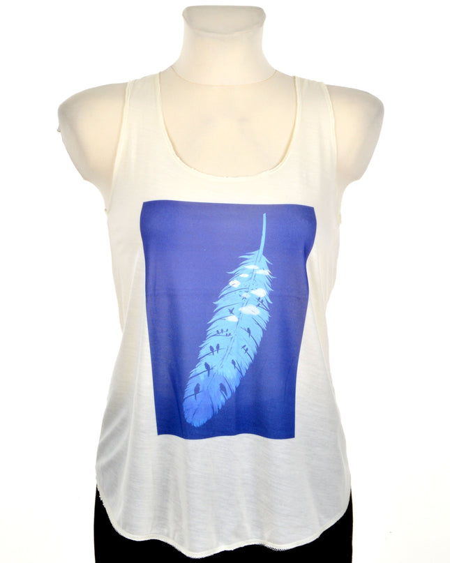 Loose Tank Top - Blue Feather