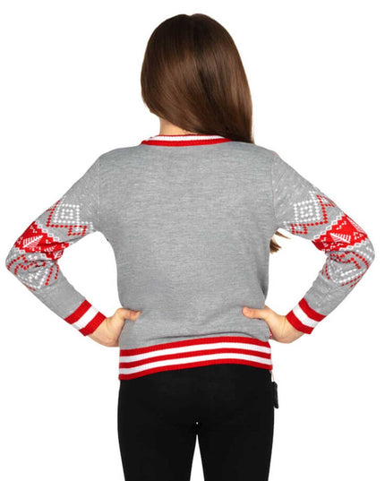 Girl's Sequin Rudolph Light Up Ugly Christmas Sweater