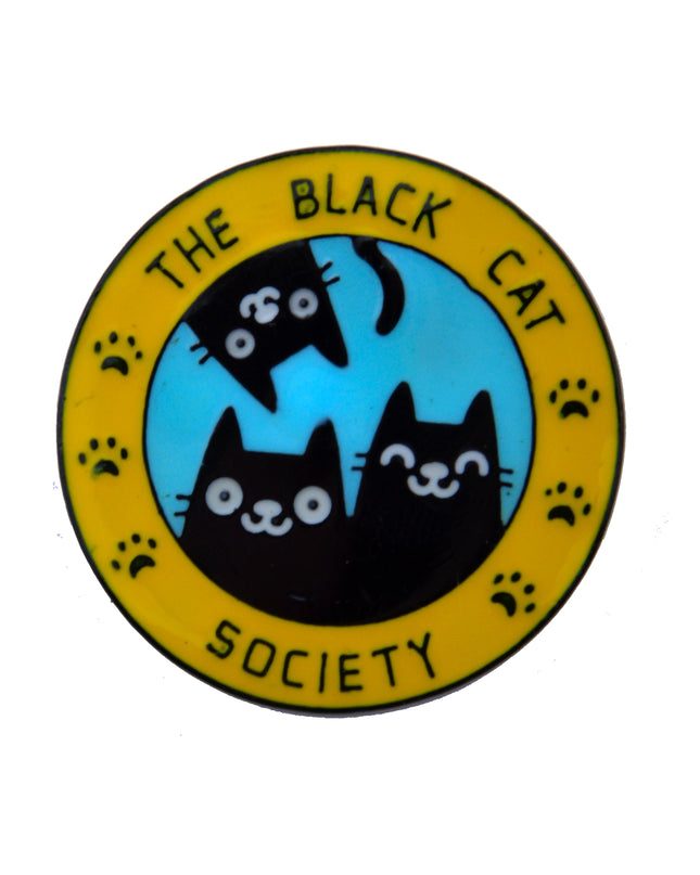 Black Cat Society Pin - Halloween Costume Accessory