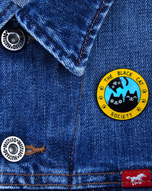 Black Cat Society Pin - Halloween Costume Accessory