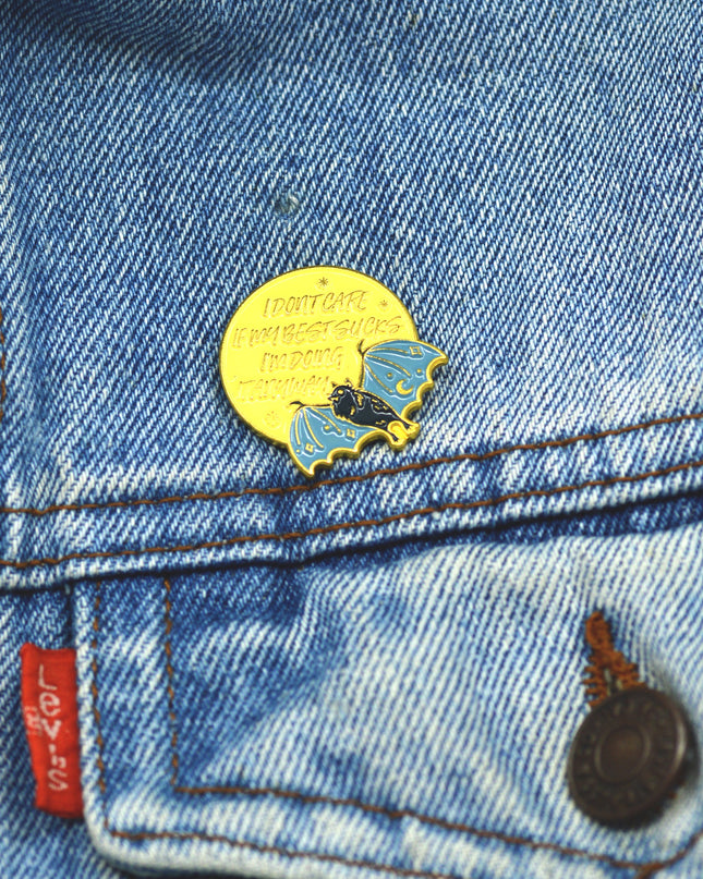 Bat & Moon Pin - Whimsical Halloween Accessory