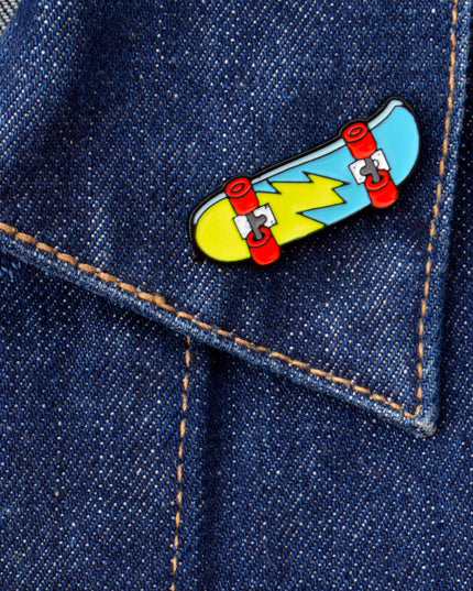 Blue Lightning Skateboard Pin