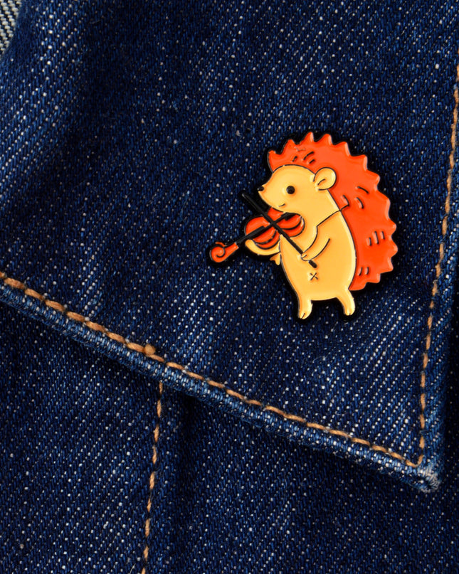 Fiddling Hedgehog Brooch - Charming Musical Accessory