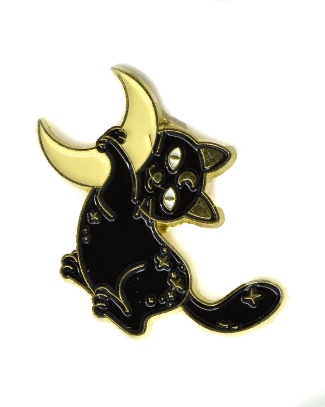 Pin de Gato Lunar - Accesorio Encantador de Halloween