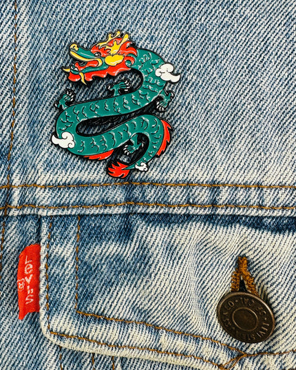 Kinesisk Turkis Drage Broche