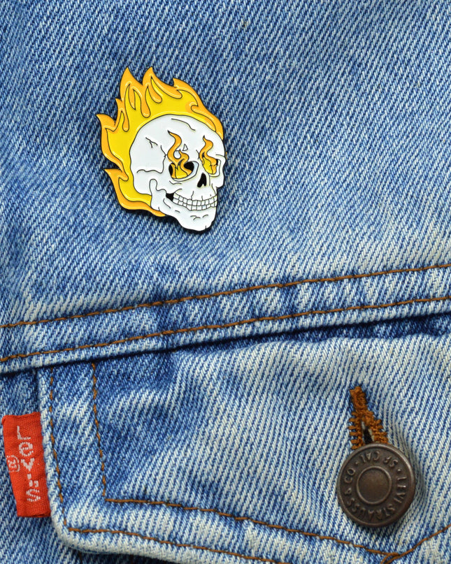 Flaming Skull Pin