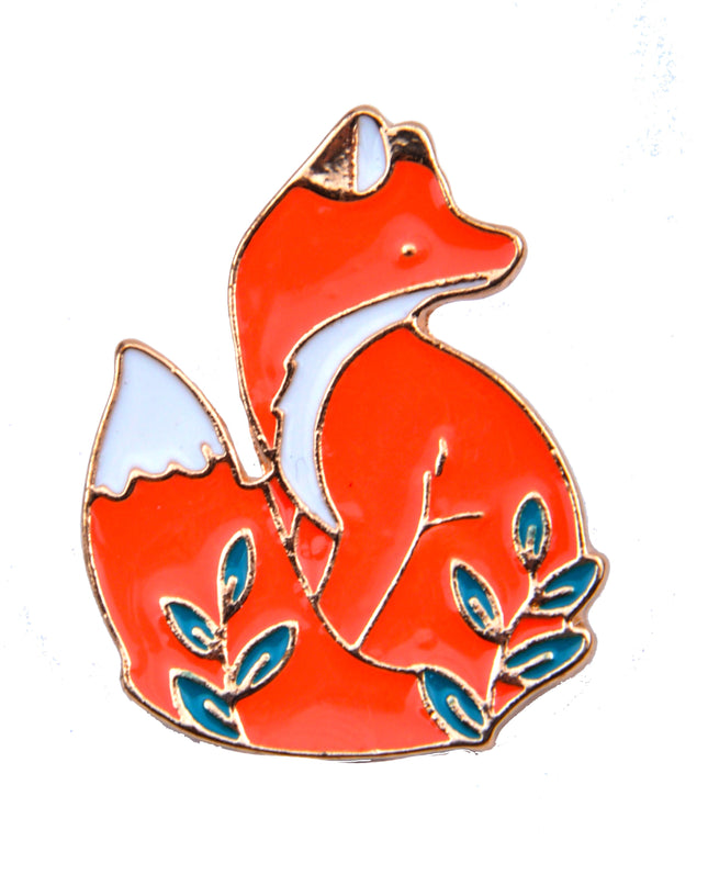 Fox with Plants Pin