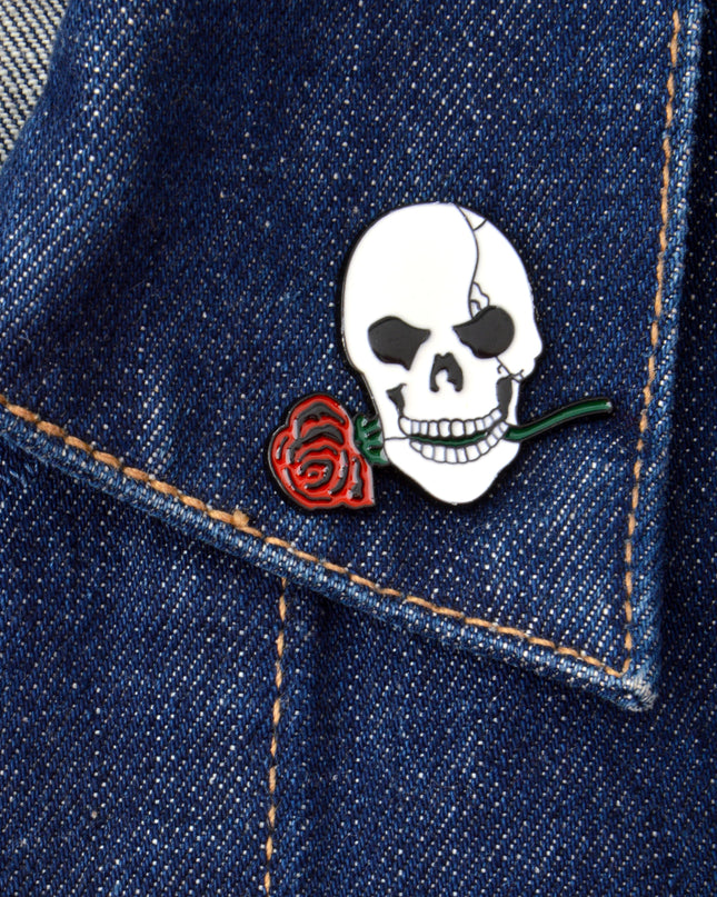 Rose Skull Pin til Halloween-kostume