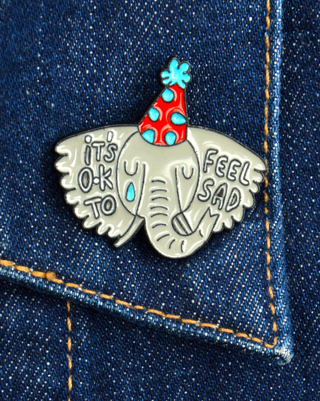 Sad Elephant Plush Badge