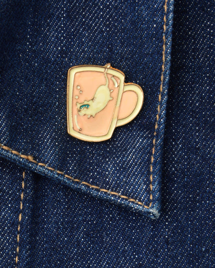 Tea Diver Brooch - Quirky Underwater Design