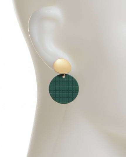 Green Disc Earrings - I