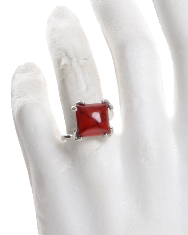 Red Square Boho Ring
