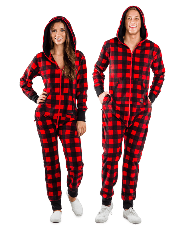 Matching Lumberjack Couples Jumpsuits