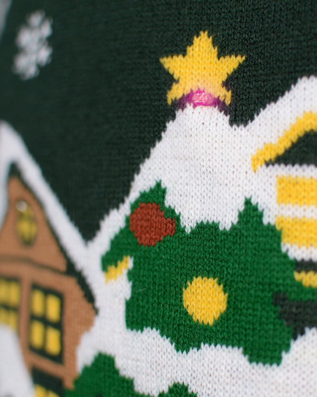 LED "Santa is Coming to Town" Couples Christmas Sweater