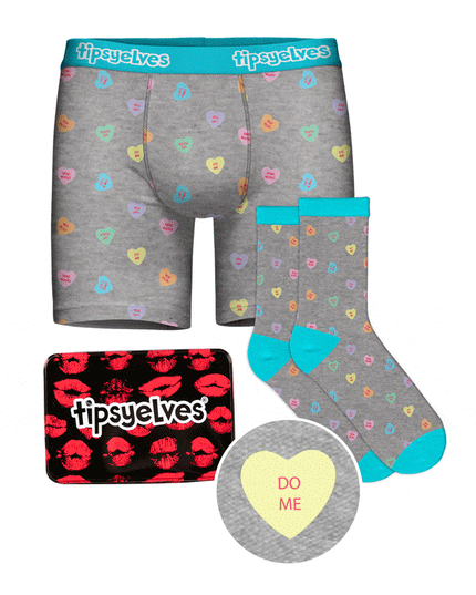 Mænds Candy Hearts Boxers & Sokker Gave Sæt
