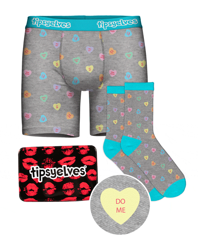 Mænds Candy Hearts Boxers & Sokker Gave Sæt