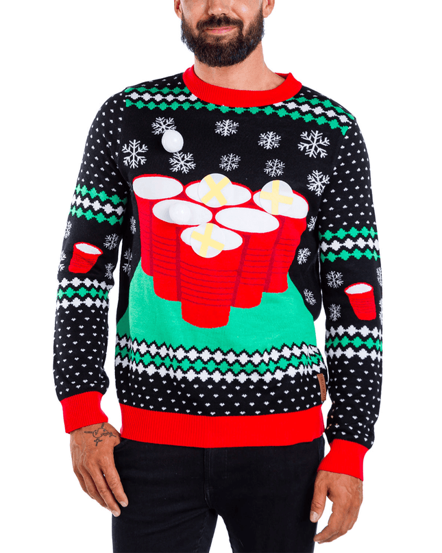 Herre Cheer Pong Spil Grimme Juletrøje
