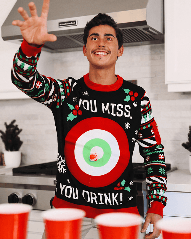 Men's Drinking Game Ugly Christmas Sweater