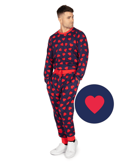 Mænds Hearts on Fire Pajama Set