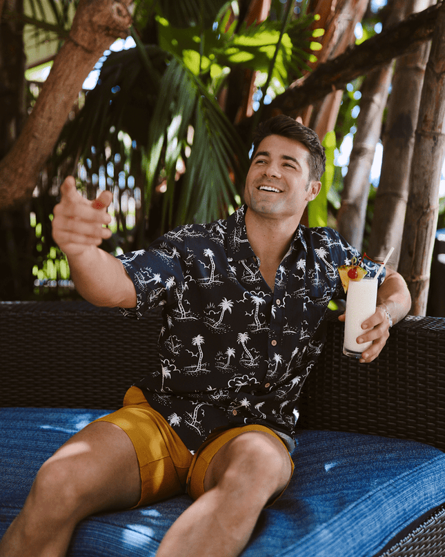 Men's Monochrome Moonlight Hawaiian Shirt