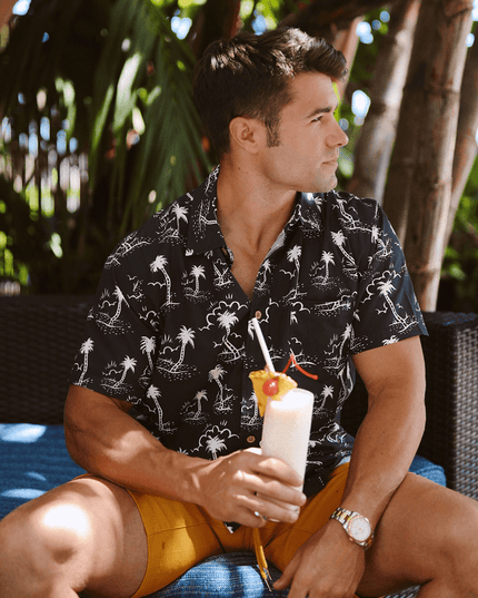 Men's Monochrome Moonlight Hawaiian Shirt