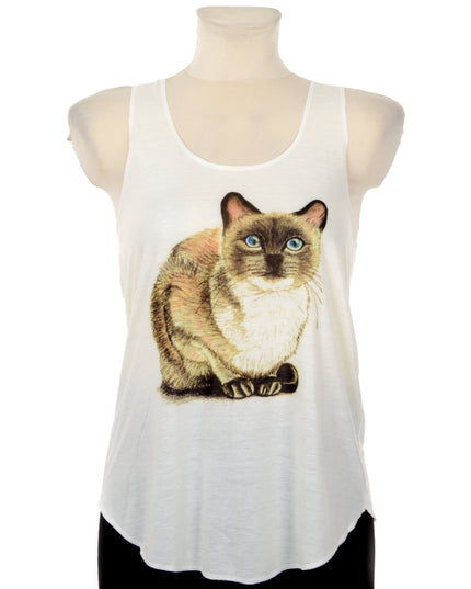 Cat Sitting Graphic Sleeveless Top for Men and Women