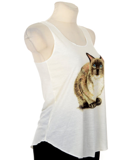 Cat Sitting Graphic Sleeveless Top for Men and Women