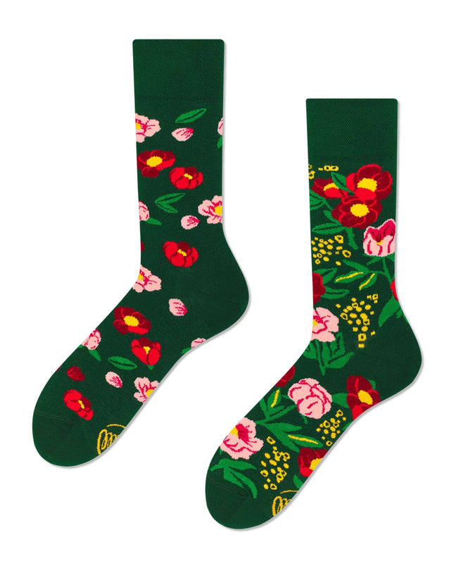 Many Mornings Socks - Flower Power Green