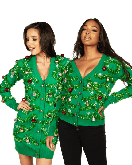 Matching Gaudy Garland Couples Ugly Christmas Sweater