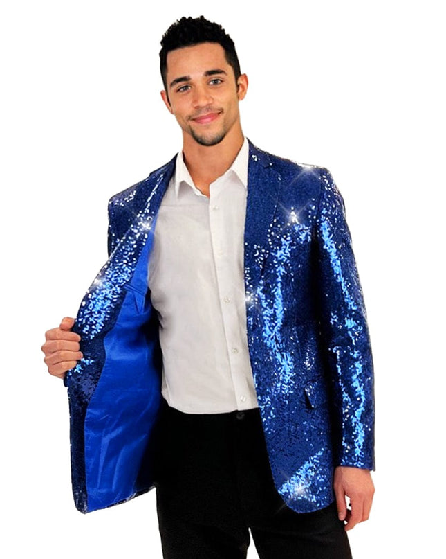 Mænds Blå Paillet Blazer
