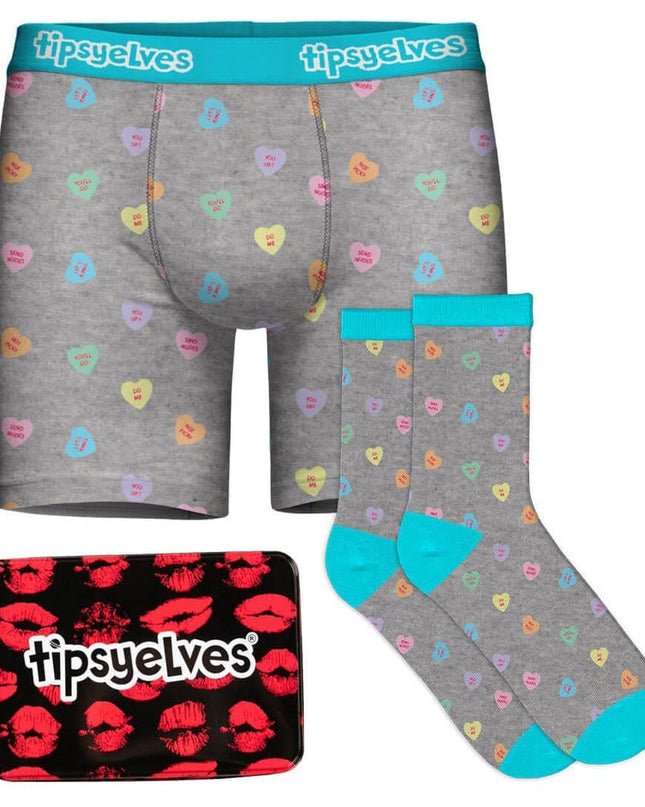 Mænds Candy Hearts Boxers & Sokker Gave Sæt