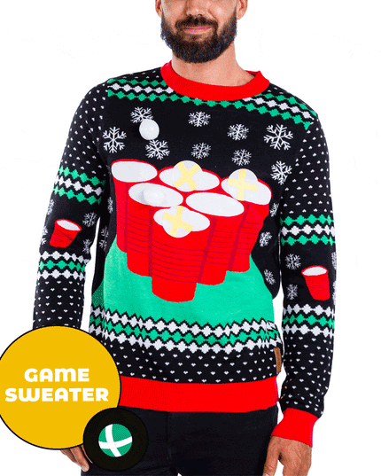 Men's Cheer Pong Game Ugly Christmas Sweater
