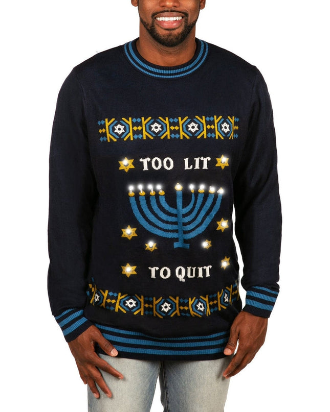 Mænds For Lyst til at Stoppe Lysende Grim Hanukkah Sweater