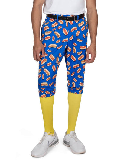 Mænds Hot Dog Golf Knickers med Gule Golf Sokker