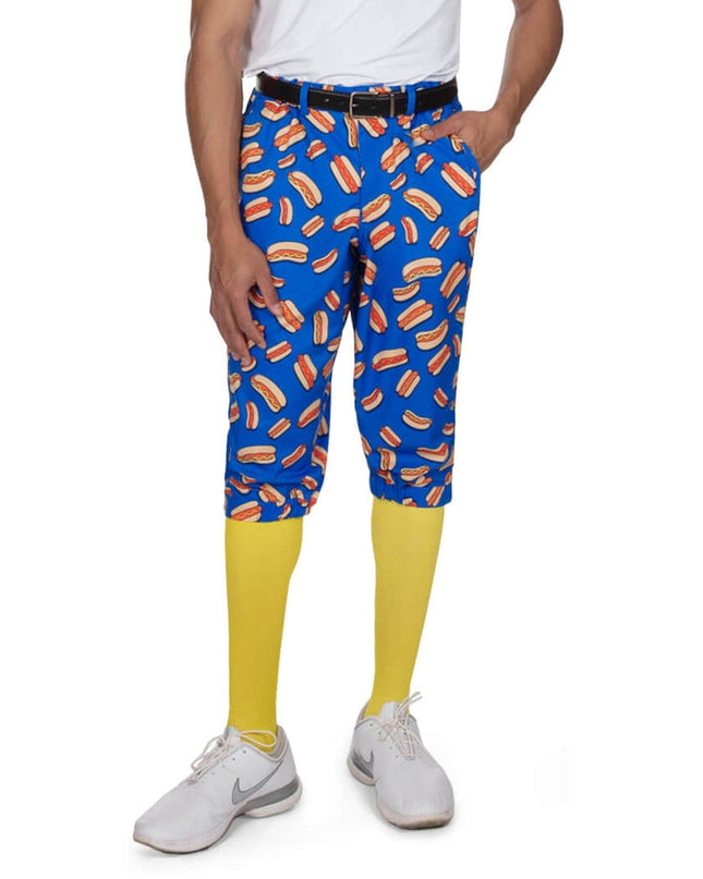 Mænds Hot Dog Golf Knickers med Gule Golf Sokker