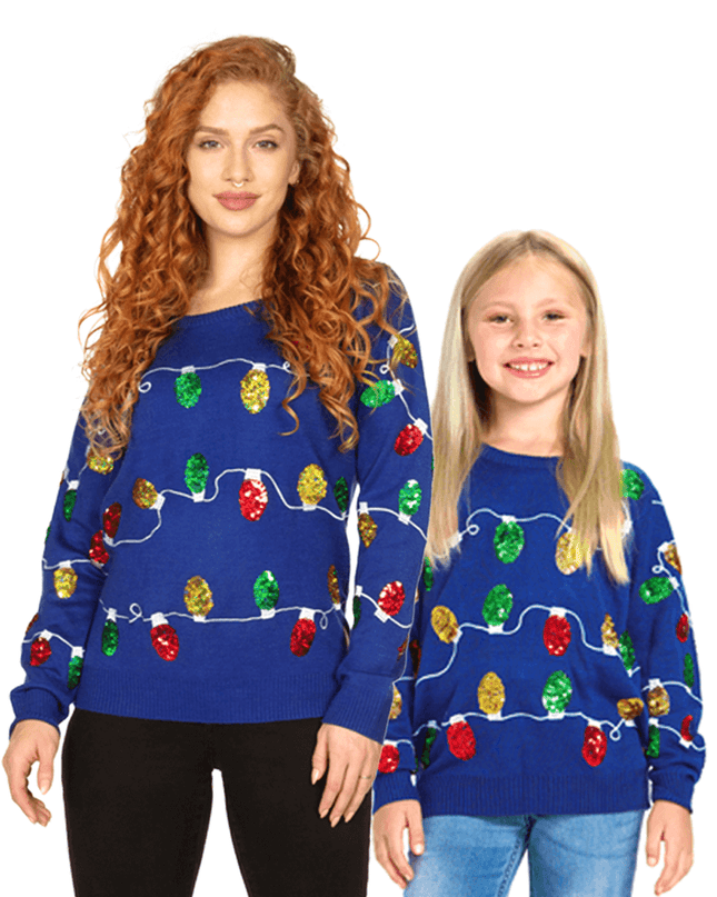Mommy & Me Christmas Lights Ugly Christmas Sweaters