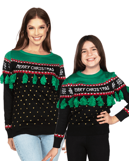 Mommy & Me Christmas Tree Tassel Ugly Christmas Sweaters