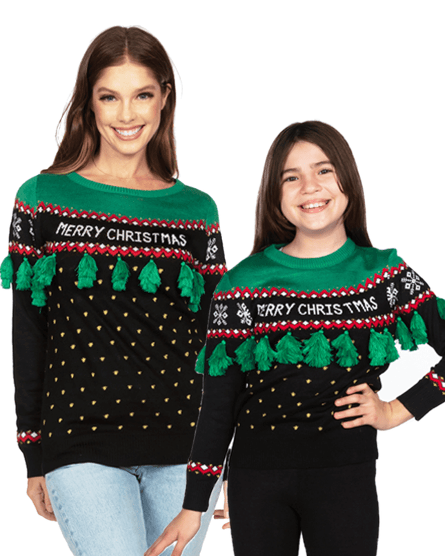 Mommy & Me Christmas Tree Tassel Ugly Christmas Sweaters