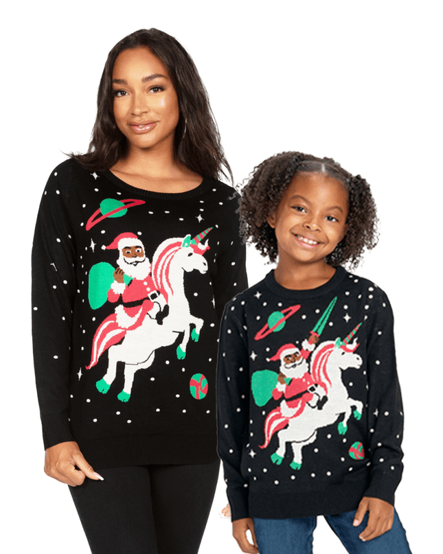 Mommy & Me Santa Unicorn Ugly Christmas Sweaters