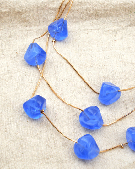 Beaded Necklace - Blue and Gold
