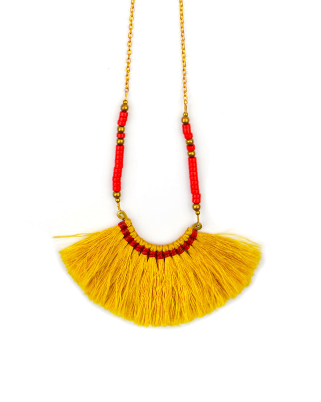 Fringe Necklace - Yellow Christmas Accessory