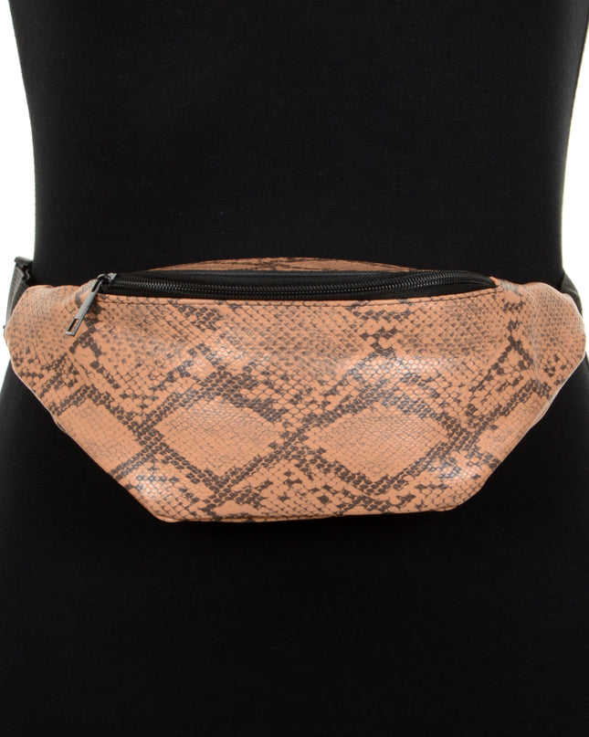 Faux Leather Waist Bag - Brown